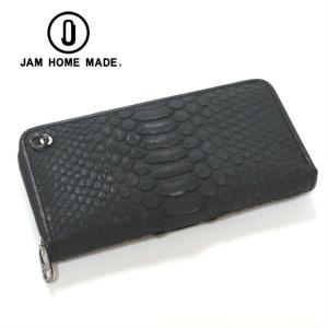 JAM HOME MADE ジャムホームメイド リアルパイソン ファスナーロングウォレット 長財布 メンズ レディース ユニセックス プレゼント 記念日 ブラック｜upper-gate