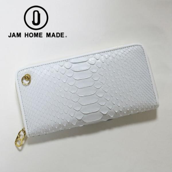 JAM HOME MADE ジャムホームメイド リアルパイソンジップロングウォレット -WHITE-...