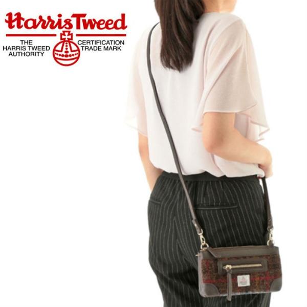 ハリスツイード HARRIS TWEED ウォレットショルダー 財布 ショルダーバッグ ブラック ワ...