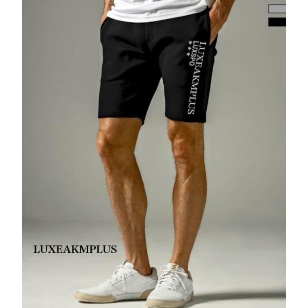 LUXEAKMPLUS リュクスエイケイエムプラス 刺繍ロゴスウェットハーフパンツ ショートパンツ ...