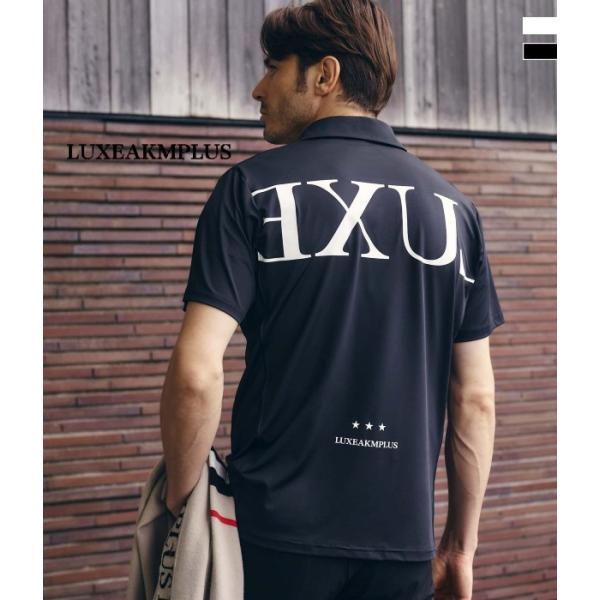 LUXEAKMPLUS リュクスエイケイエムプラス バックロゴ半袖ポロシャツ メンズ 男性 ゴルフ ...