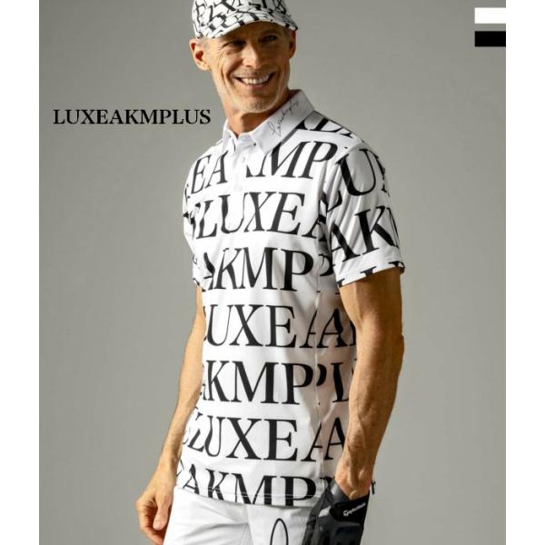 SALE セール LUXEAKMPLUS リュクスエイケイエムプラス 総柄半袖ポロシャツ ロゴ Tシ...