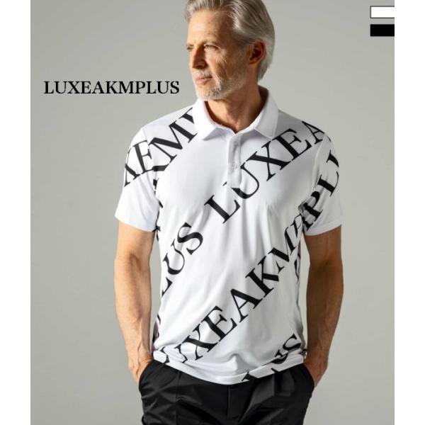 LUXEAKMPLUS リュクスエイケイエムプラス 総柄半袖ポロシャツ メンズ スポーツ カジュアル...
