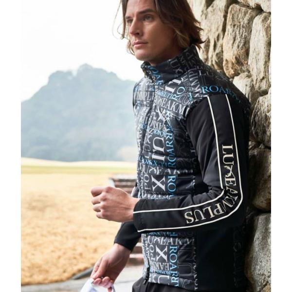 LUXEAKMPLUS×roar リュクスエイケイエムプラス ロアー コラボ 総柄ロゴ中綿ブルゾン ...