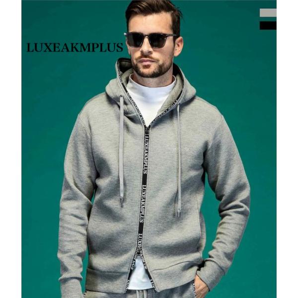 LUXEAKMPLUS リュクスエイケイエムプラス 軽量スウェットバックロゴパーカー メンズ フーデ...