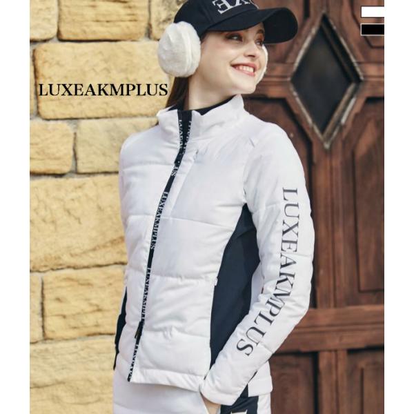 LUXEAKMPLUS リュクスエイケイエムプラス 袖ロゴ中綿ジャケット レディース アウター 細身...
