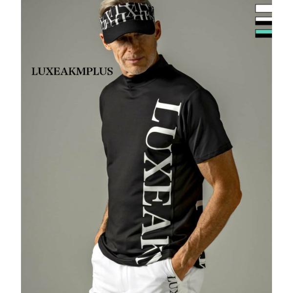 SALE セール LUXEAKMPLUS リュクスエイケイエムプラス ロゴ半袖モックネックTシャツ ...