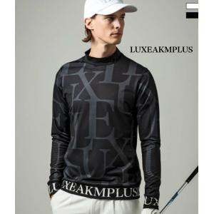 LUXE AKM PLUS 裾ロゴ総柄モックネックTシャツ 長袖 ゴルフ メンズ