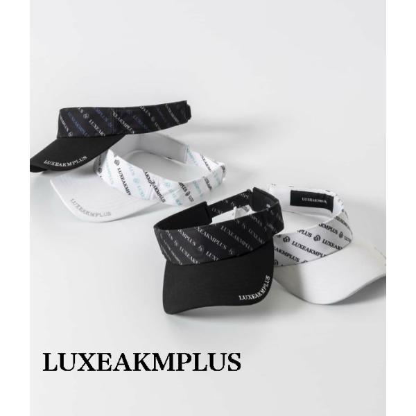 LUXEAKMPLUS リュクスエイケイエムプラス 総柄ロゴサンバイザー 帽子 ゴルフ ランニング ...