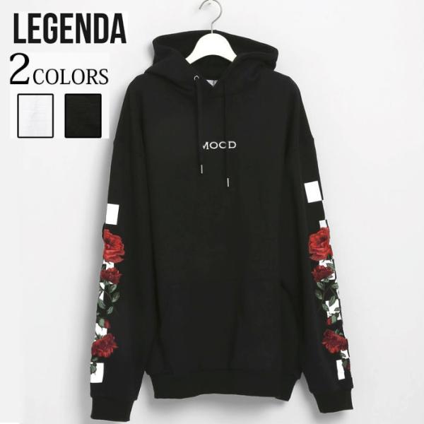 LEGENDA レジェンダ CHEKER×ROSE EMBROIDERY ルーズシルエットプルオーバ...
