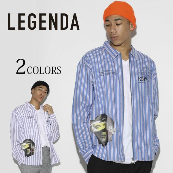 LEGENDA レジェンダ Deja-Vu Stripe shirts 長袖シャツ ストライプ プリ...