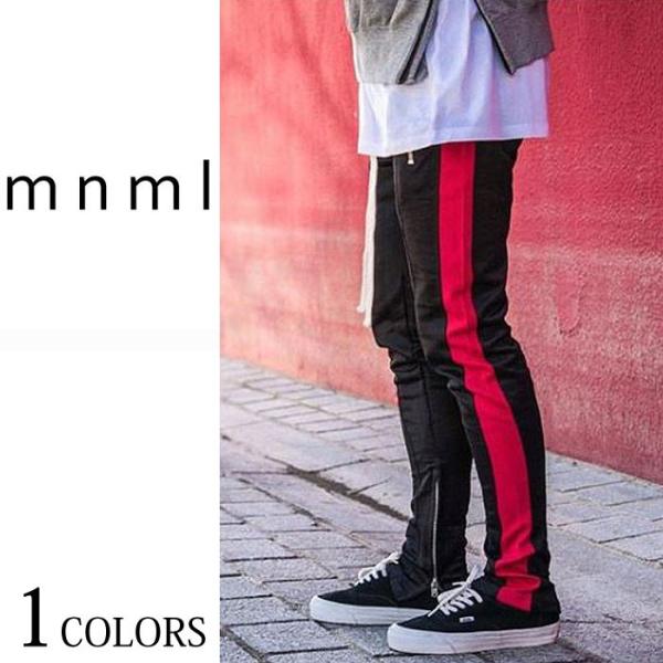 mnml ミニマル M75 TRACK STRETCH DENIM BLACK-RED トラック ス...