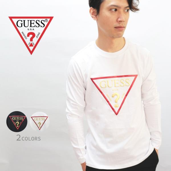 GUESS ゲス ロゴ ロンT tee MI2K8406LS Tshirt ゴールドロゴロングTシャ...