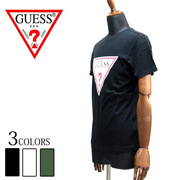 GUESS ゲス メンズ プリント 半袖 Tシャツ tee ロゴプリント メンズ レディース ブラン...
