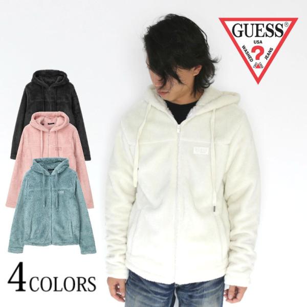 GUESS ゲス ミニワッペンフリースパーカー フーディー ボアパーカー カジュアル アメカジ 秋冬...
