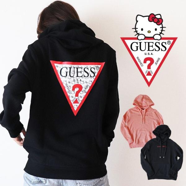 GUESS x Hello Kitty ゲス ハローキティコラボ トライアングルロゴ プルパーカー ...