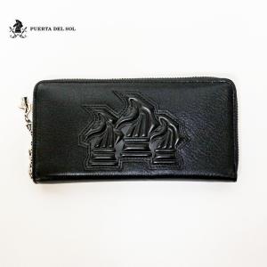 PUERTA DEL SOL プエルタデルソル トリプルマークラウンドZIP 長財布 ウォレット 財布 メンズ レディース 本革｜upper-gate