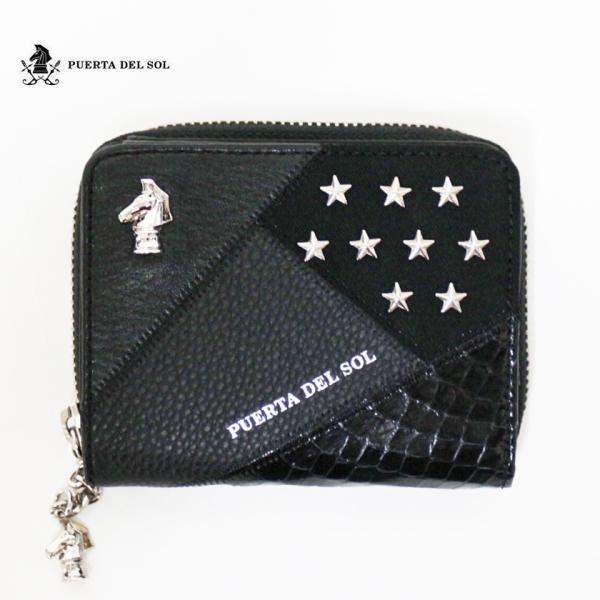 PUERTA DEL SOL プエルタデルソル パッチワークハーフウォレット 財布 ラウンドZIP ...