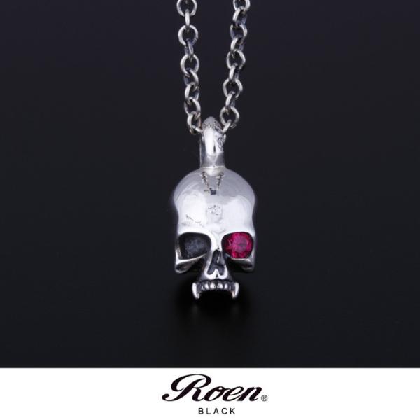ロエンブラック ネックレス Roen BLACK ジルコニア スカルペンダント チェーンネックレス ...