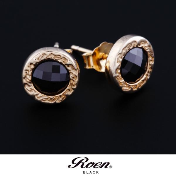 Roen BLACK ロエンブラック ジルコニア サークルスタッドピアス ゴールド ブラック