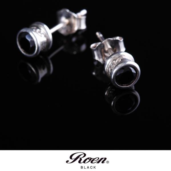 Roen BLACK ロエンブラック ジルコニアスタッドピアス シルバーブラック ユニセックス