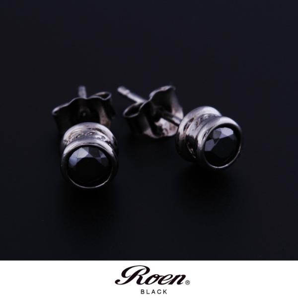 Roen BLACK ロエンブラック ユニセックス ジルコニアスタッドピアス ブラック