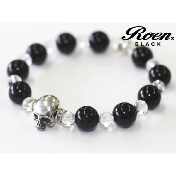 RoenBLACK ロエン アクセサリー オニキス クリスタル スカル ブレスレット 数珠 パワース...