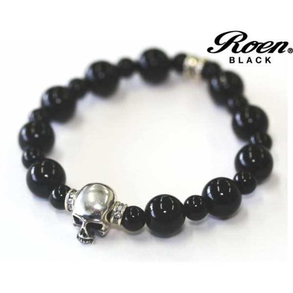 RoenBLACK ロエン アクセサリー オニキス スカル 数珠 パワーストーン ブレスレット メン...