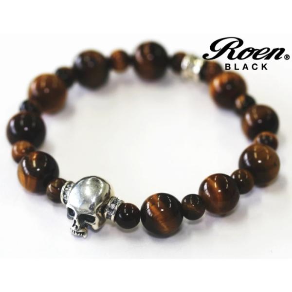 RoenBLACK ロエン アクセサリー タイガーアイ スカル ブレスレット 数珠 パワーストーン ...