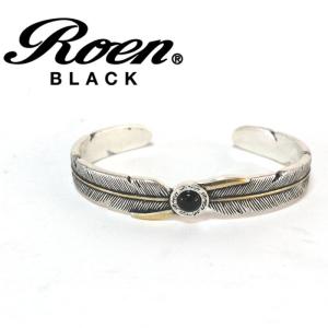 Roen BLACK ロエンブラック フェザーバングル オニキス シルバー×ゴールド ro-303｜upper-gate