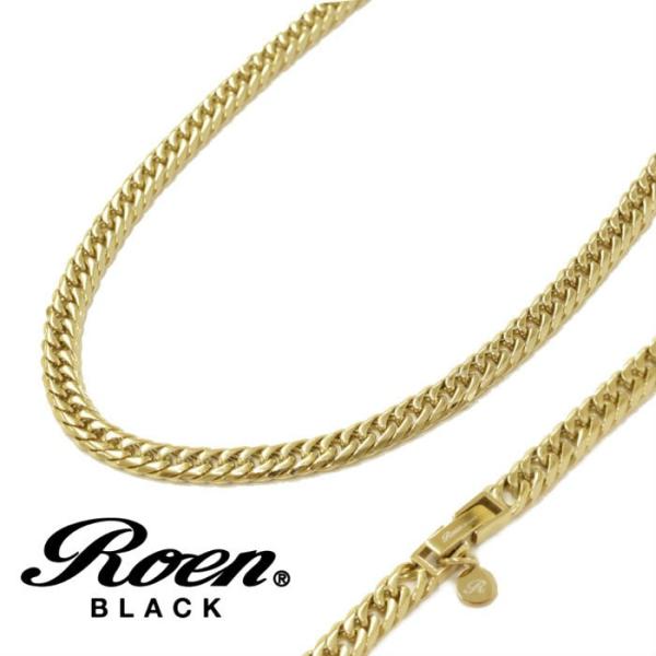 Roen BLACK ロエン ブラック６面ダブルキヘイネックレス 50cm ステンレス ゴールド 金...