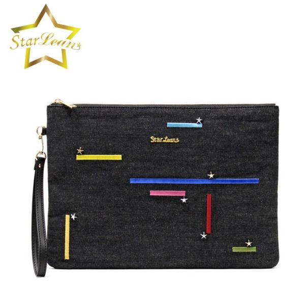StarLean スターリアン クラッチ バッグ BAG メンズ レディース デニム地 刺繍 クラッ...