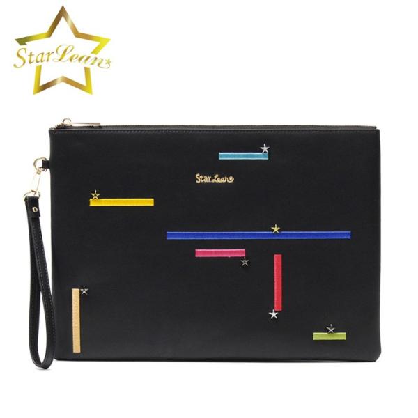 StarLean スターリアン バッグ カラフルライン刺繍クラッチバッグ メンズ レディース クラッ...
