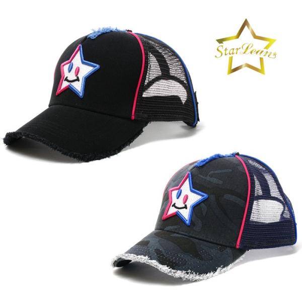 StarLean スターリアン キャップ 帽子 男女兼用 ユニセックス スマイルスター 刺繍メッシュ...