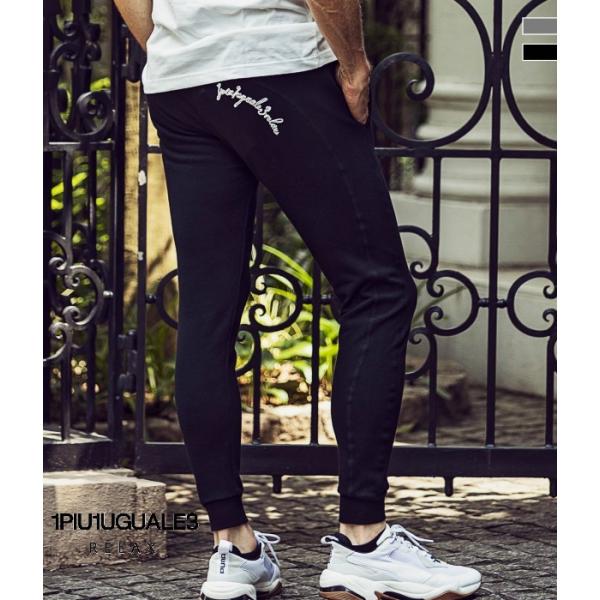 1PIU1UGUALE3 RELAX ウノピゥウノウグァーレトレ コード刺繍スウェットパンツ メンズ...