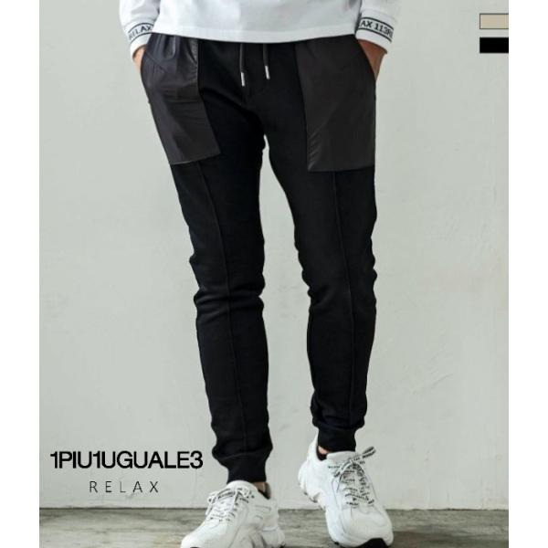 1PIU1UGUALE3 RELAX ウノピゥウノウグァーレトレ リラックス ラインロゴコンビスウェ...