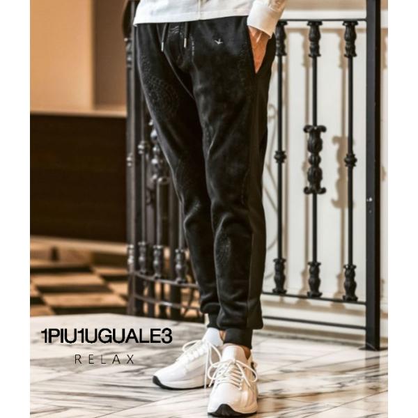 1PIU1UGUALE3 RELAX ウノピゥウノウグァーレトレ リラックス ペイズリーベロアパンツ...