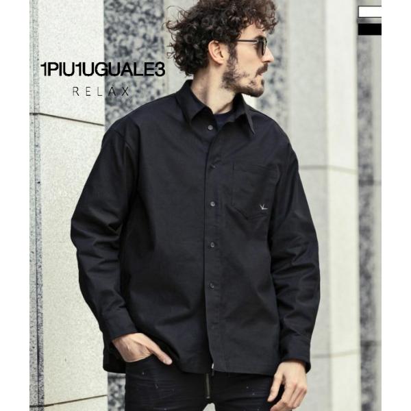 1PIU1UGUALE3 RELAX ウノピゥウノウグァーレトレ リラックス バックロゴワイドシャツ...