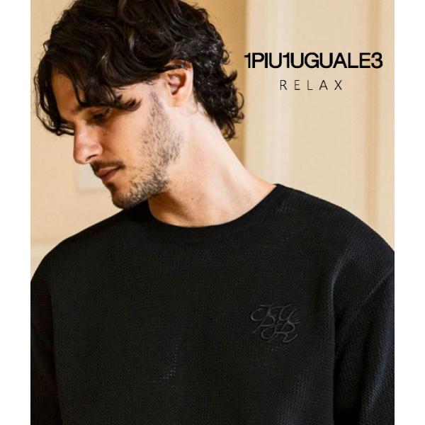 1PIU1UGUALE3 RELAX ウノピゥウノウグァーレトレ リラックス ロゴアイコンニットTシ...