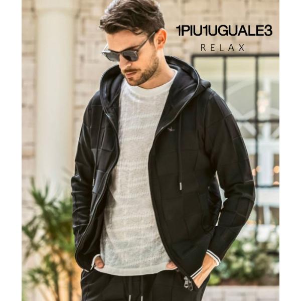 1PIU1UGUALE3 RELAX ウノピゥウノウグァーレトレ リラックス ブロックニットパーカー...