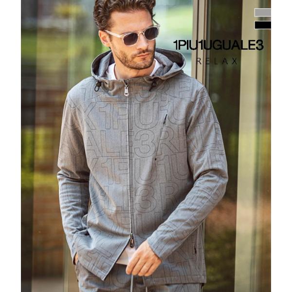 1PIU1UGUALE3 RELAX ウノピゥウノウグァーレトレ 総柄ロゴストレッチパーカー メンズ...