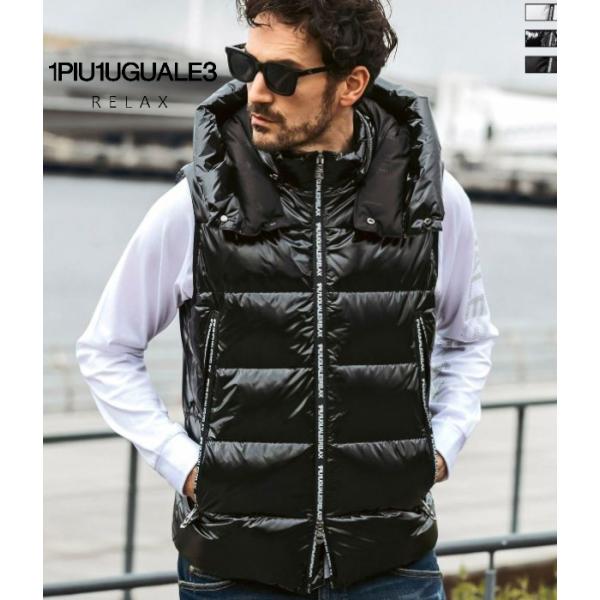 1PIU1UGUALE3 RELAX ウノピゥウノウグァーレトレ リラックス ジップロゴダウンベスト...
