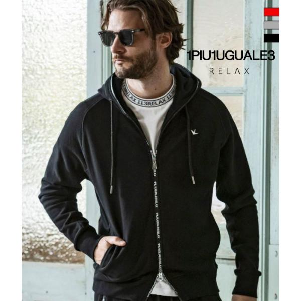 1PIU1UGUALE3 RELAX ウノピゥウノウグァーレトレ リラックス ジップロゴパーカー メ...