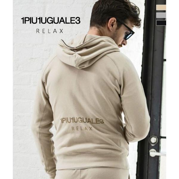 1PIU1UGUALE3 RELAX ウノピゥウノウグァーレトレ リラックス ラインストーンロゴパー...