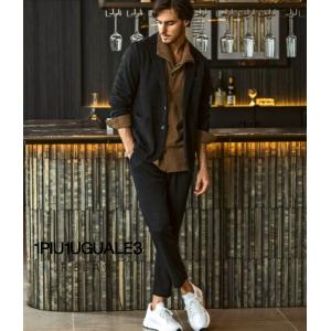 1PIU1UGUALE3 RELAX セットアップ メンズ ブラックジャガード スーツ