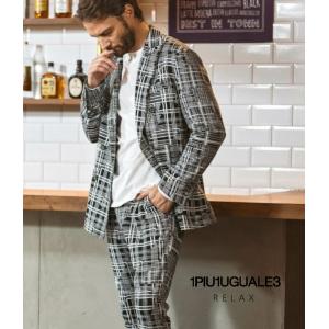 1PIU1UGUALE3 RELAX ジャガードセットアップ メンズ 千鳥格子 スーツ