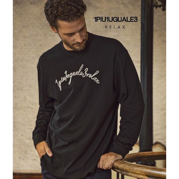 1PIU1UGUALE3 RELAX ウノピゥウノウグァーレトレ コード刺繍長袖Tシャツ メンズ ロ...