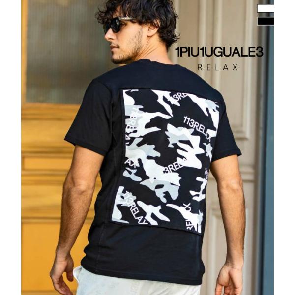 1PIU1UGUALE3 RELAX ウノピゥウノウグァーレトレ リラックス tシャツ バックカモ半...