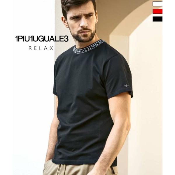 1PIU1UGUALE3 RELAX ウノピゥウノウグァーレトレ リラックス ネックロゴTシャツ メ...