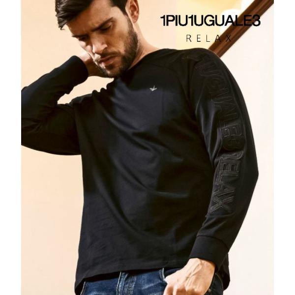 1PIU1UGUALE3 RELAX ウノピゥウノウグァーレトレ リラックス 袖ロゴアップリケTシャ...
